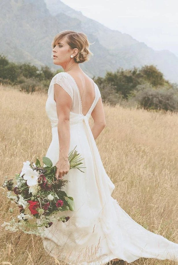 Belle Crinkle Low Back In Dark Ivory Wedding Dress