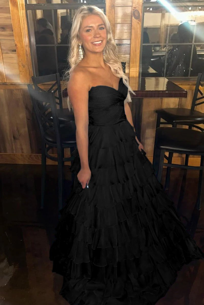 Bindi | Sweetheart Blue Chiffon Tiered A-line Prom Dresses