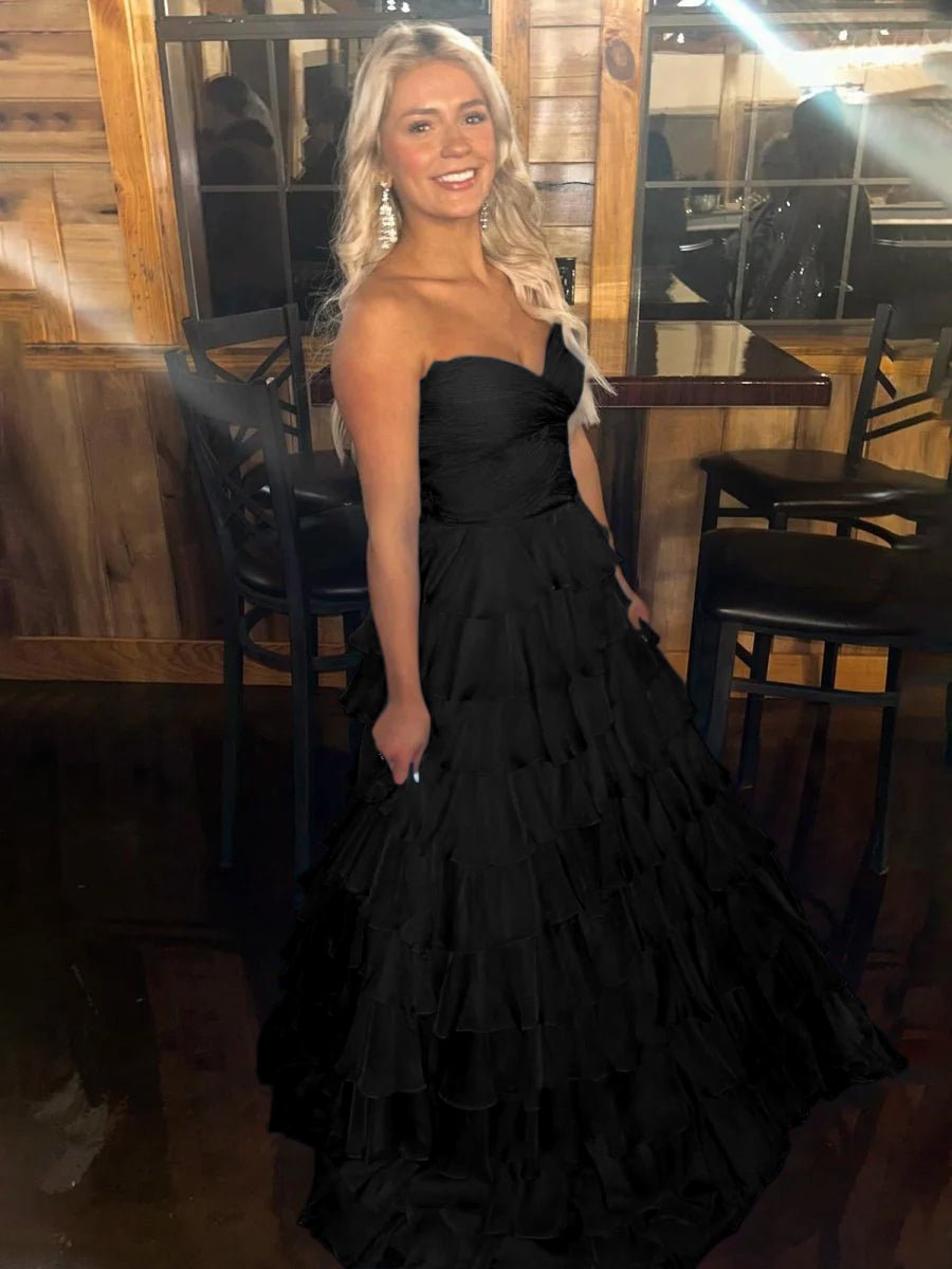 Bindi | Sweetheart Blue Chiffon Tiered A-line Prom Dresses