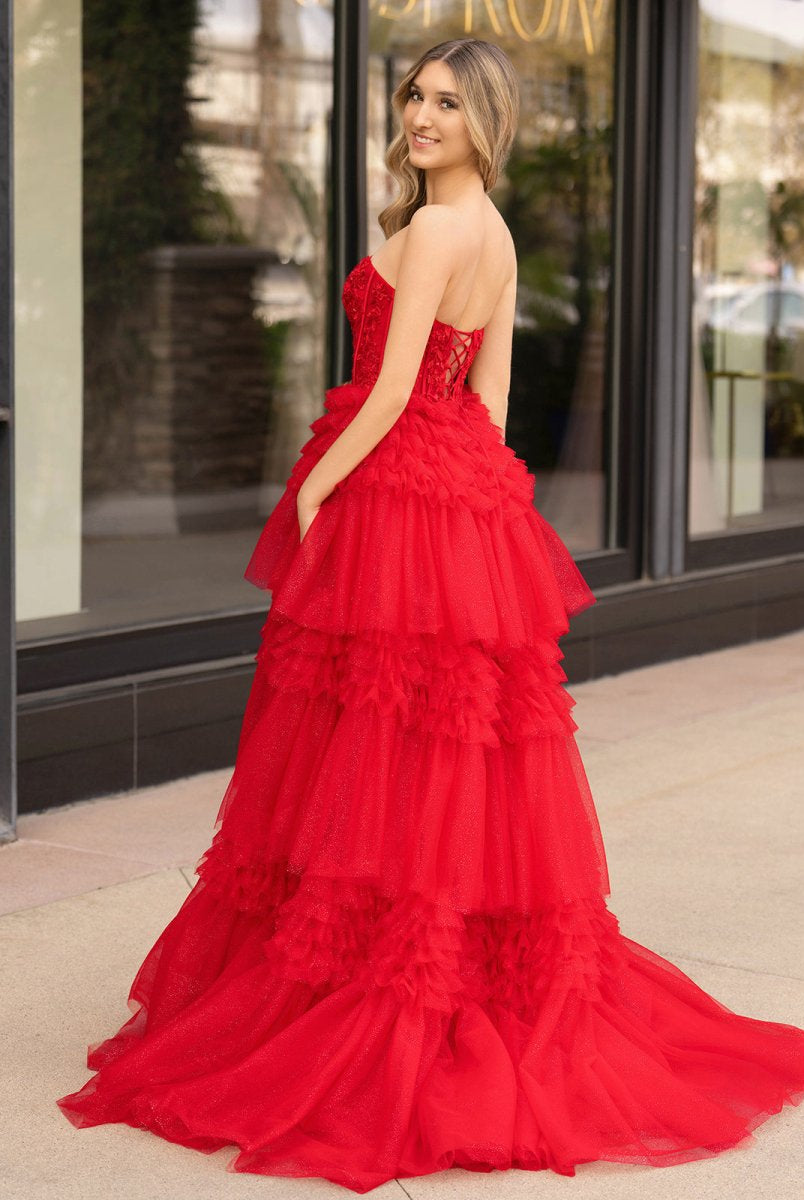 Adelyn |A-Line Sweetheart Tiered Long Tulle Prom Dress