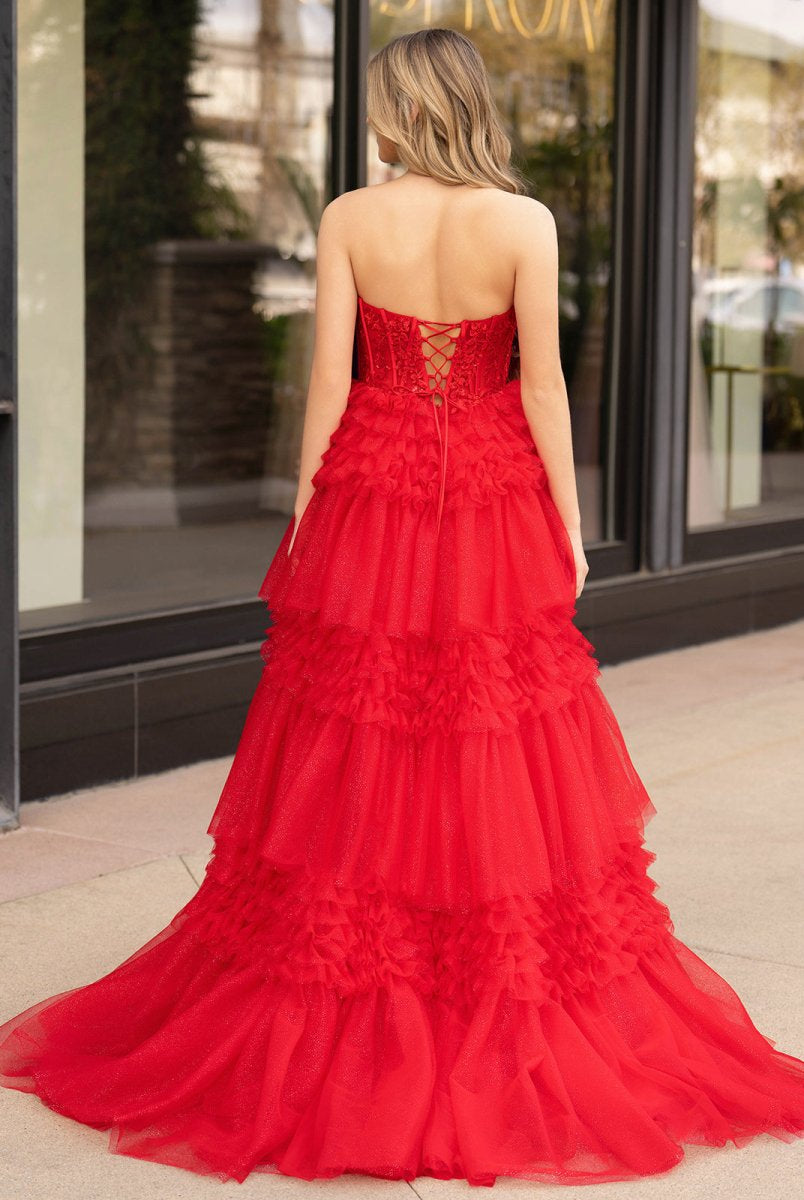 Adelyn |A-Line Sweetheart Tiered Long Tulle Prom Dress