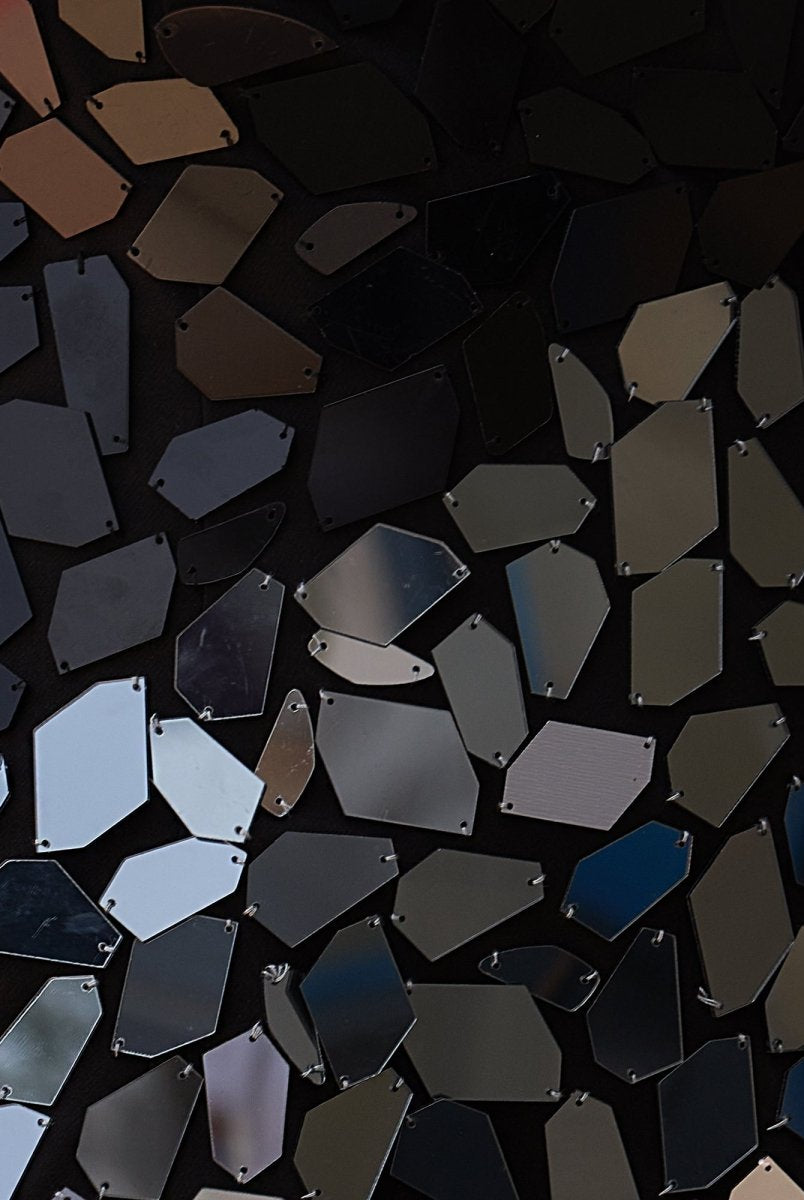 Mina | Black Gradient Cut Glass Mirror One-Shoulder Short Dress