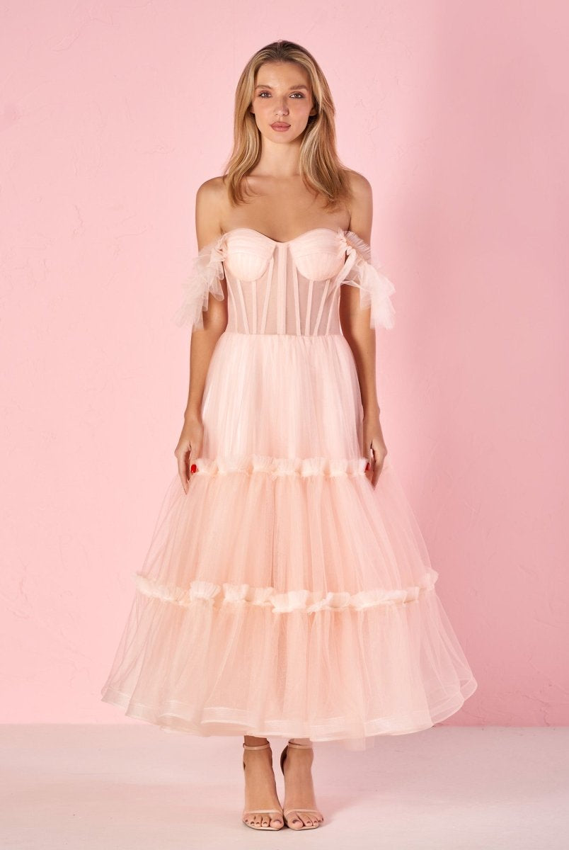 Katalina |A-Line Corset Ruffled Tulle Prom Dress