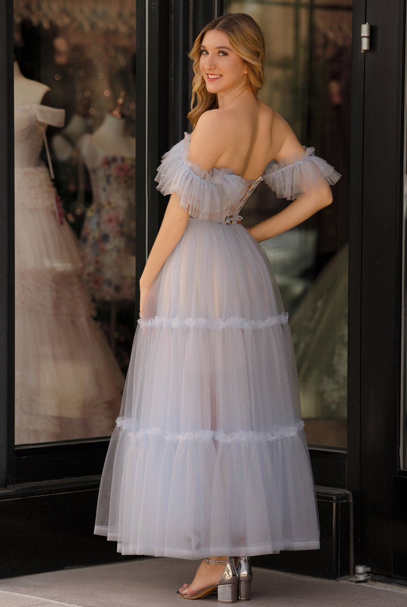 Katalina |A-Line Corset Ruffled Tulle Prom Dress