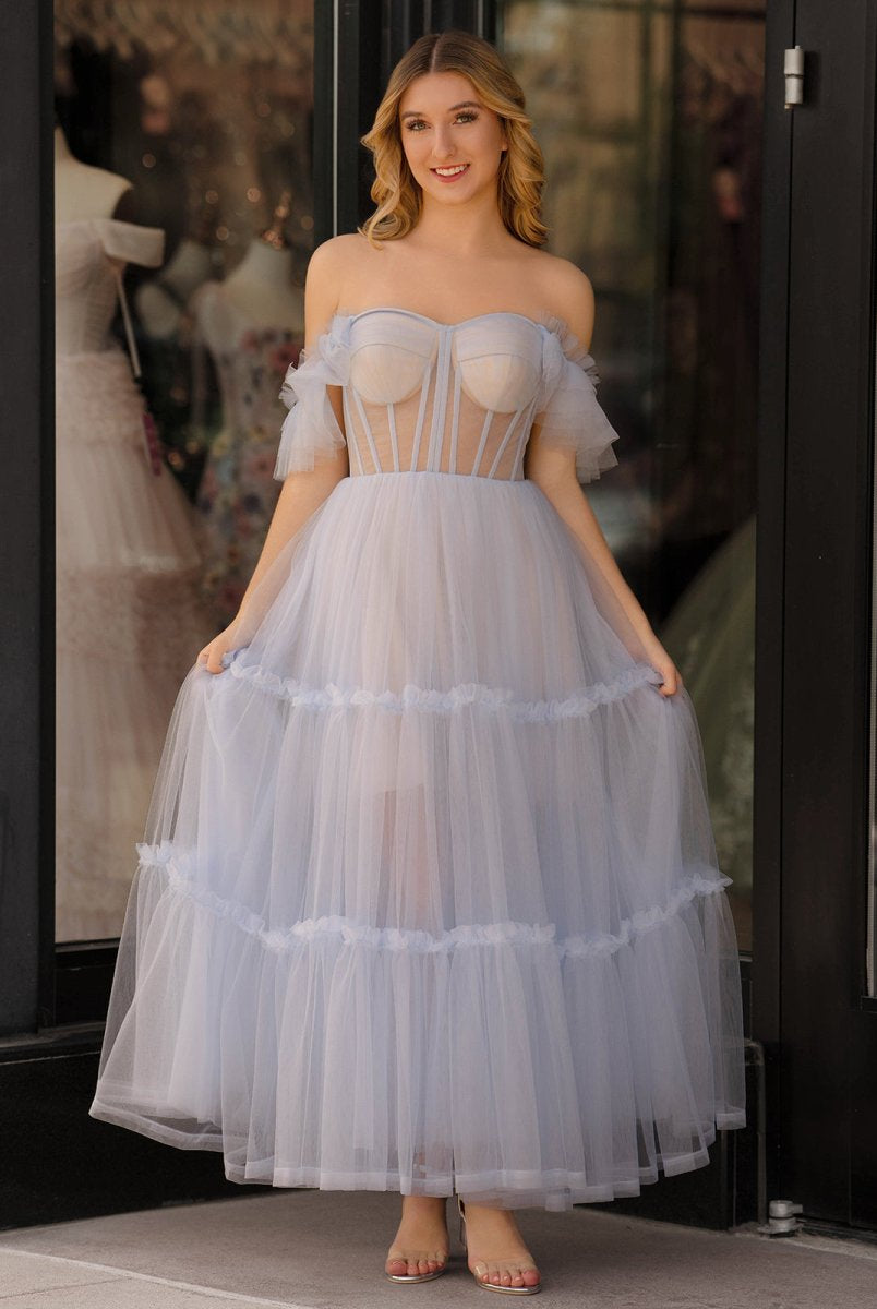 Katalina |A-Line Corset Ruffled Tulle Prom Dress