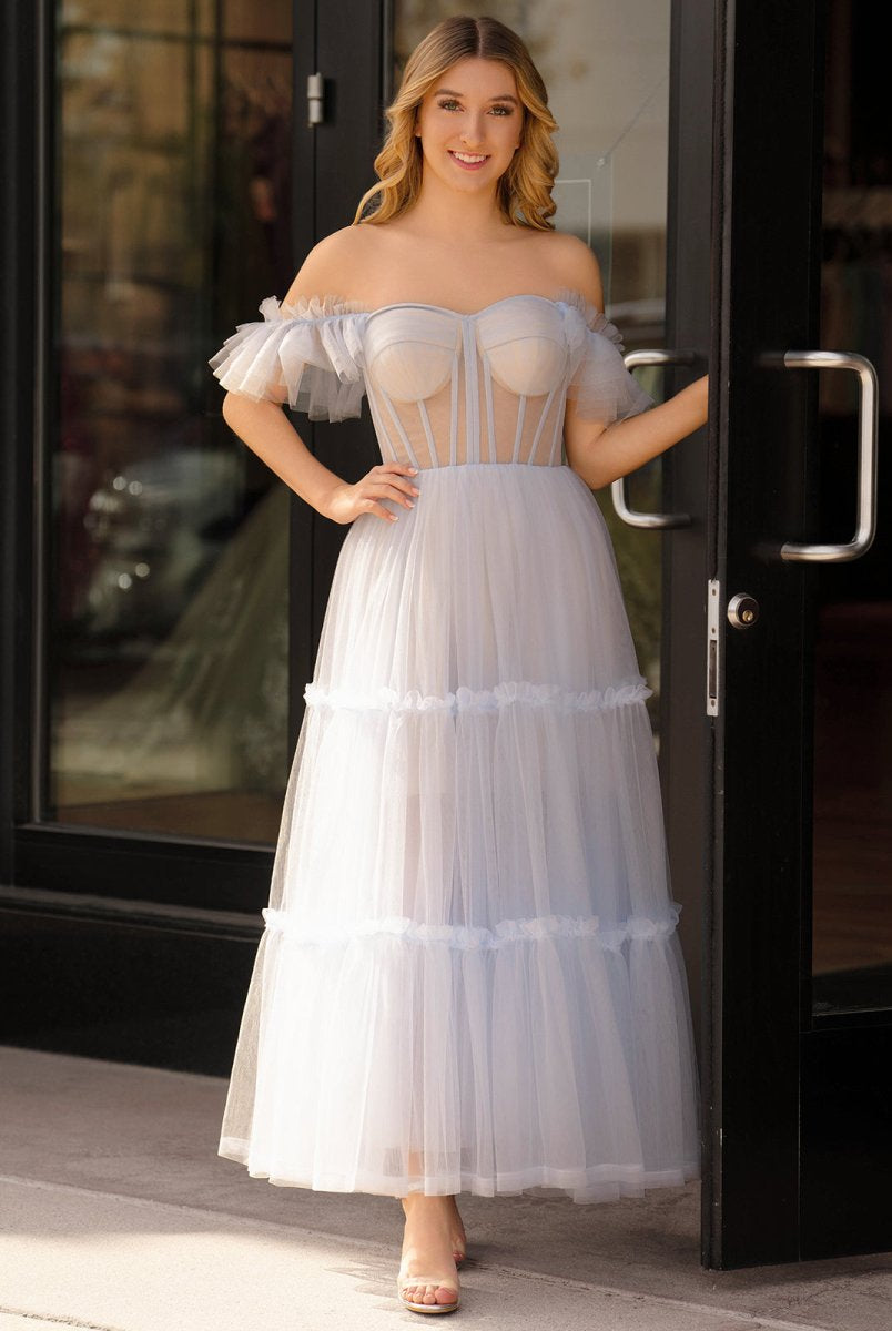 Katalina |A-Line Corset Ruffled Tulle Prom Dress