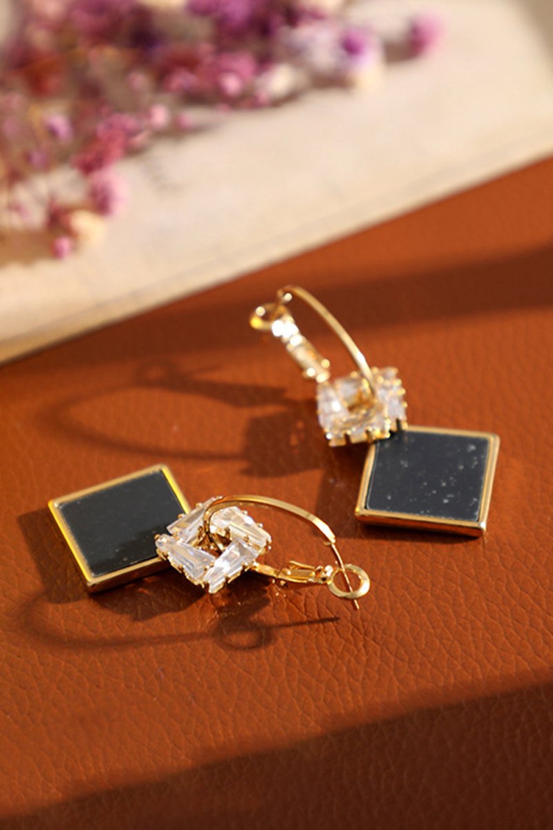 Black White Earrings Dangle Drop - KissProm