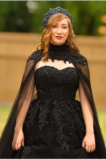 2024 New Black Crystals Appliques Tulle Sweetheart Long Wedding Dresses