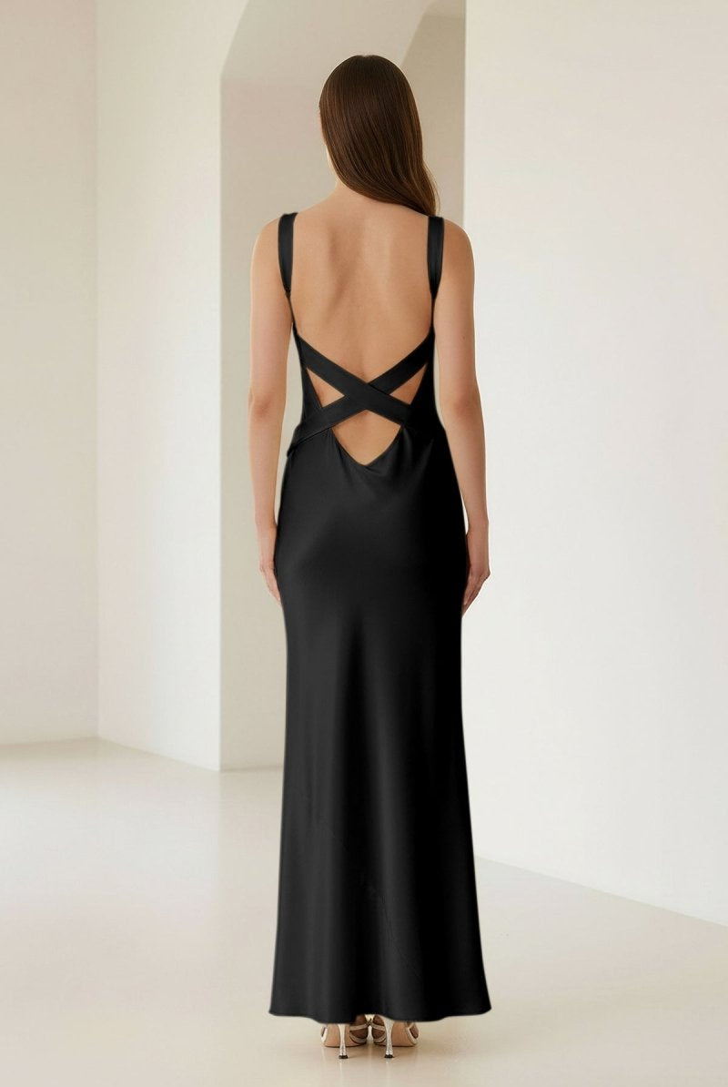 Bliss | Yellow Mermaid Satin V Neck Long Party Dress - KissProm