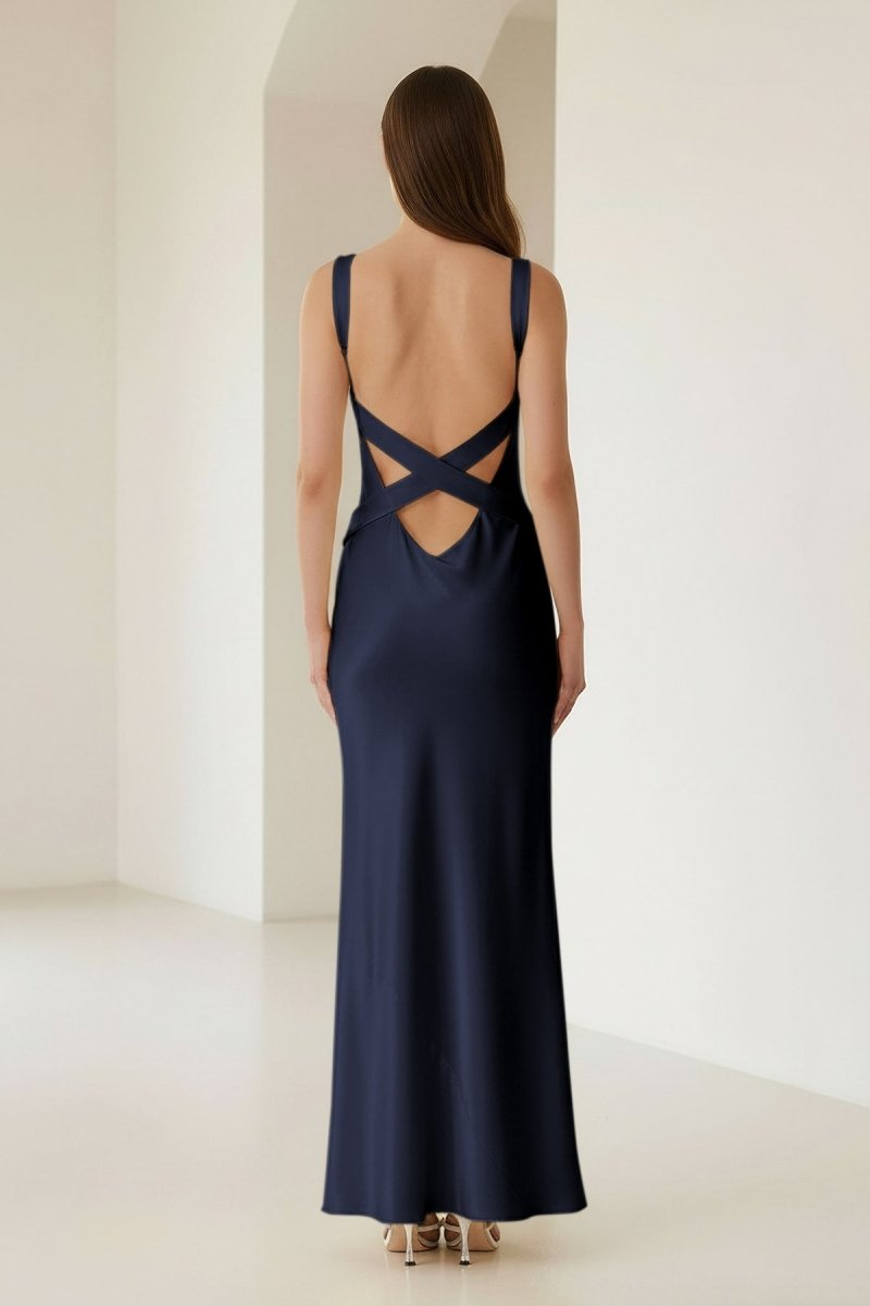 Bliss | Yellow Mermaid Satin V Neck Long Party Dress - KissProm