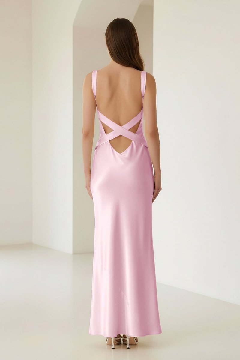 Bliss | Yellow Mermaid Satin V Neck Long Party Dress - KissProm