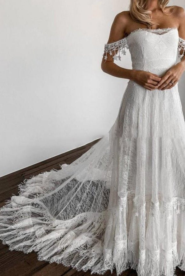 Bohemia Star tassel Chic Lace Wedding Dress