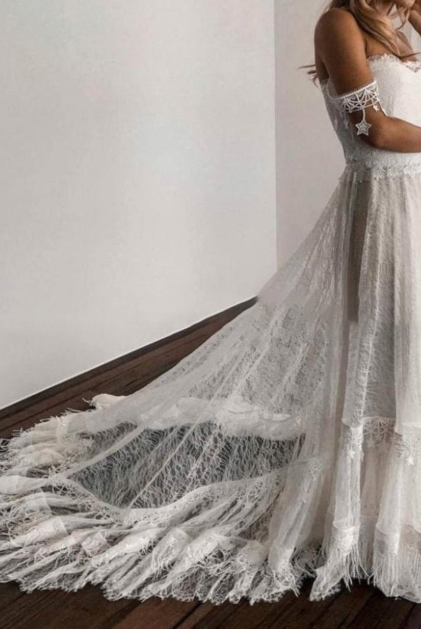 Bohemia Star tassel Chic Lace Wedding Dress