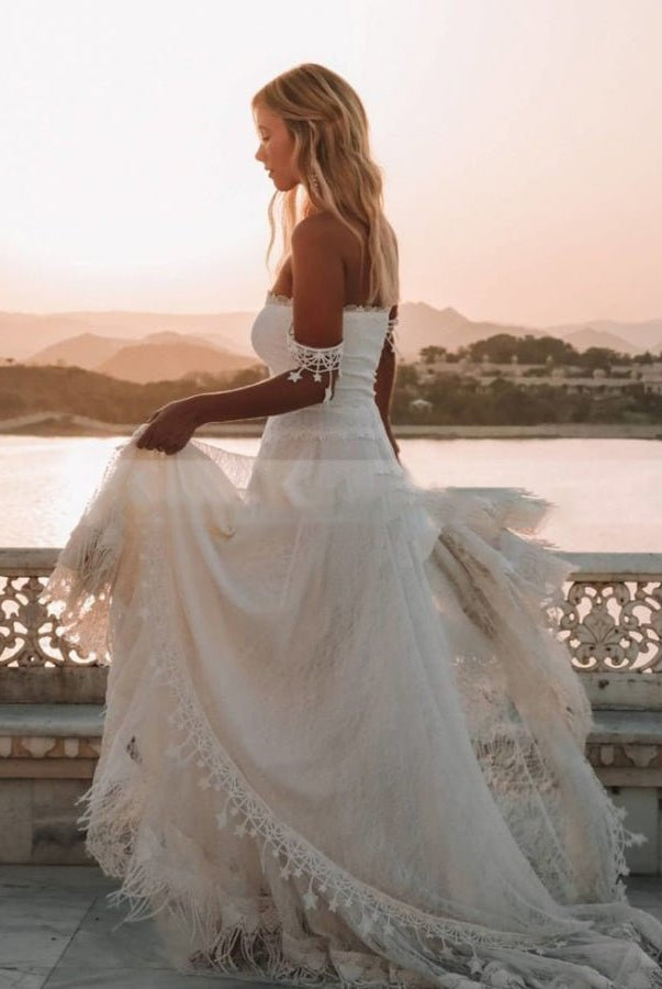 Bohemia Star tassel Chic Lace Wedding Dress