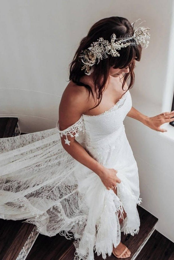 Bohemia Star tassel Chic Lace Wedding Dress