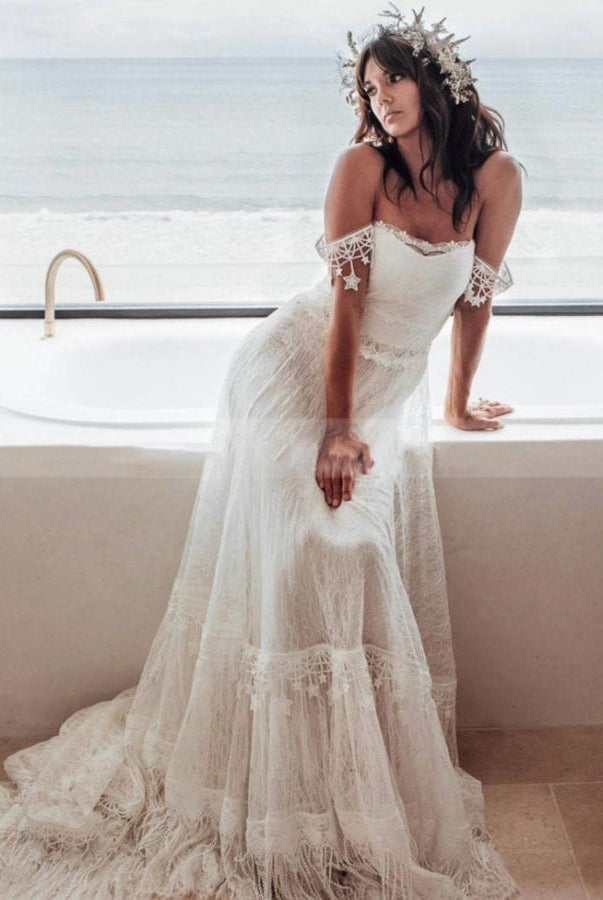Bohemia Star tassel Chic Lace Wedding Dress