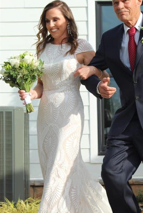 Bohemian Mermaid Bateau Neck Floor-length Lace Wedding Dress