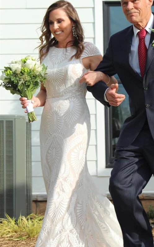 Bohemian Mermaid Bateau Neck Floor-length Lace Wedding Dress