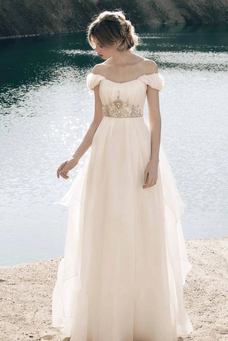 Bohemian Organza Crystals Crown Decor Princess Gown