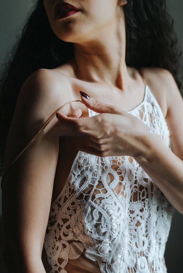 Bohemian A - Line Backless Spaghetti Straps Sleeveless Lace Emboridery Wedding Dresses - KissProm