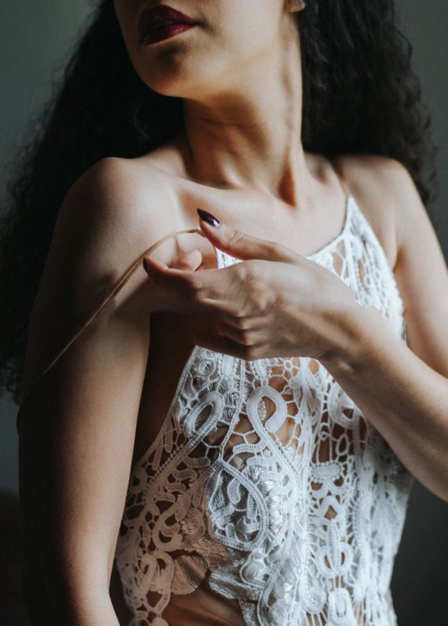 Bohemian A - Line Backless Spaghetti Straps Sleeveless Lace Emboridery Wedding Dresses - KissProm