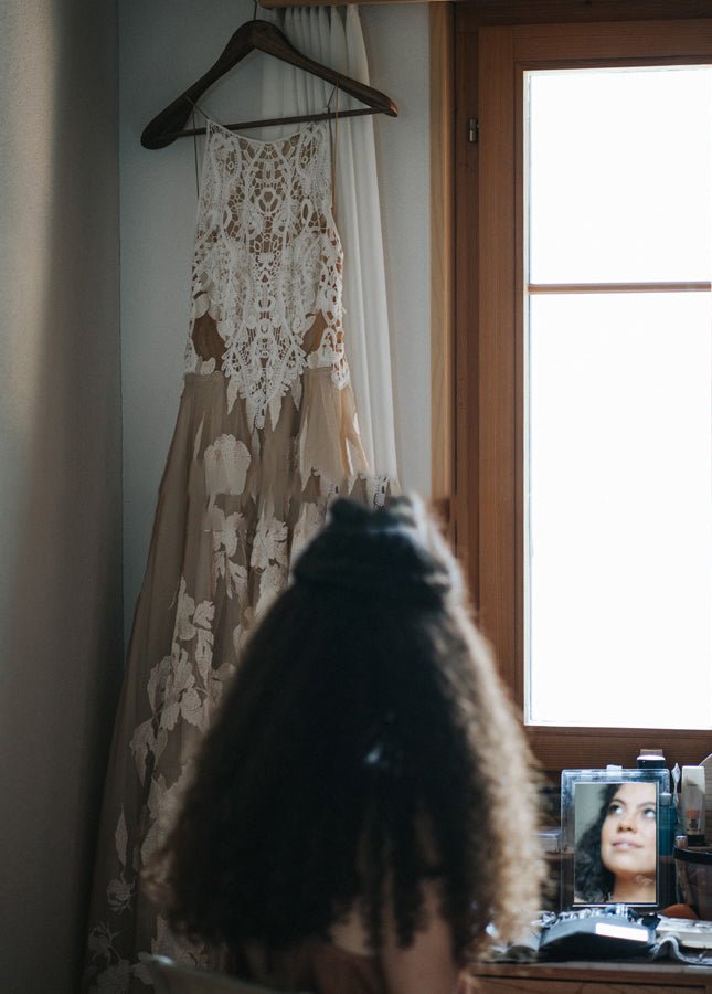 Bohemian A - Line Backless Spaghetti Straps Sleeveless Lace Emboridery Wedding Dresses - KissProm