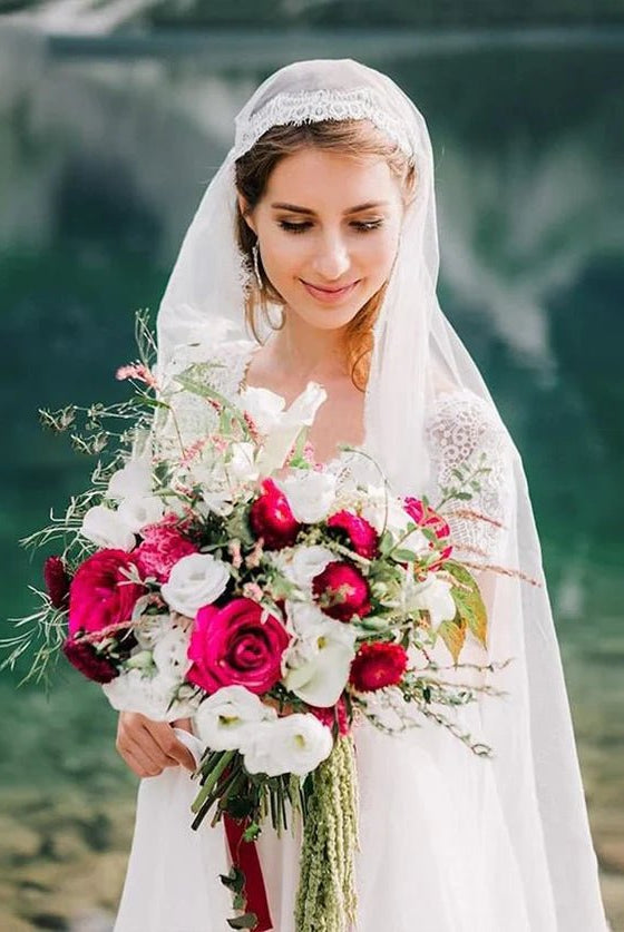 Bohemian Wedding Dresses Lace Short Sleeve Chiffon Bridal Gowns