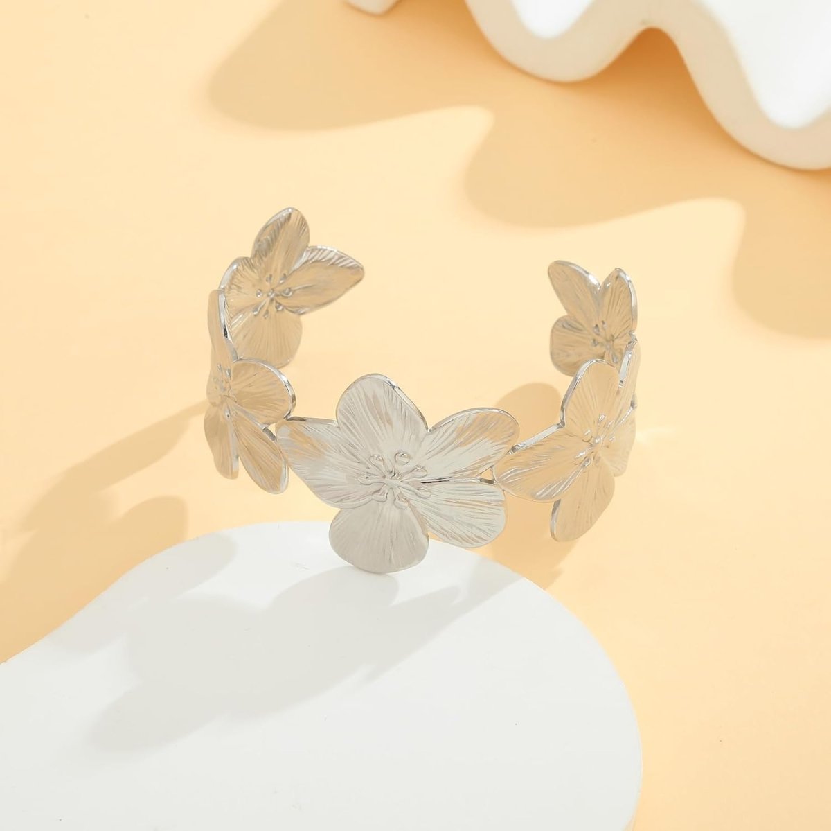 Boho Floral Chunky Wide Open Bracelets