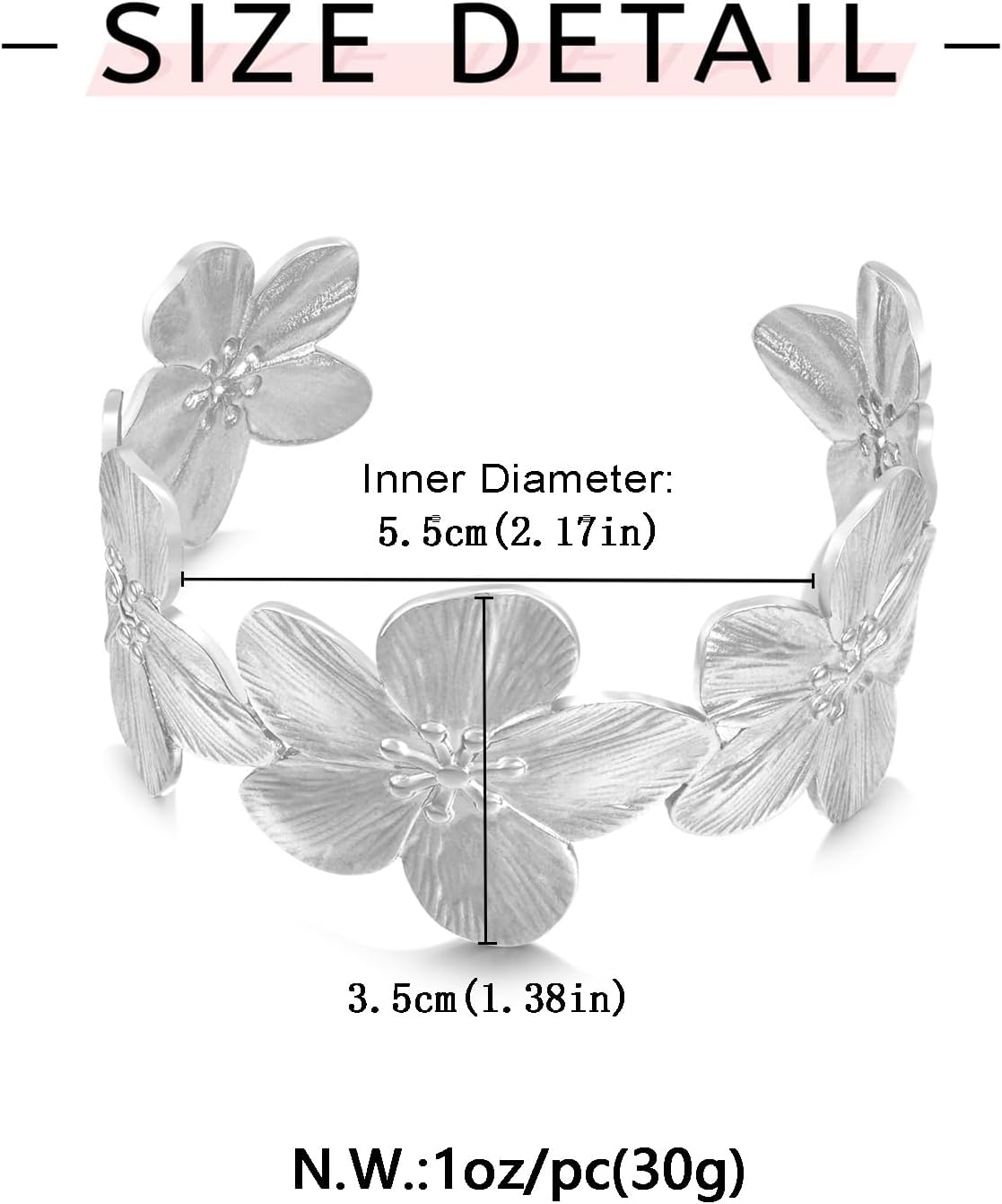 Boho Floral Chunky Wide Open Bracelets