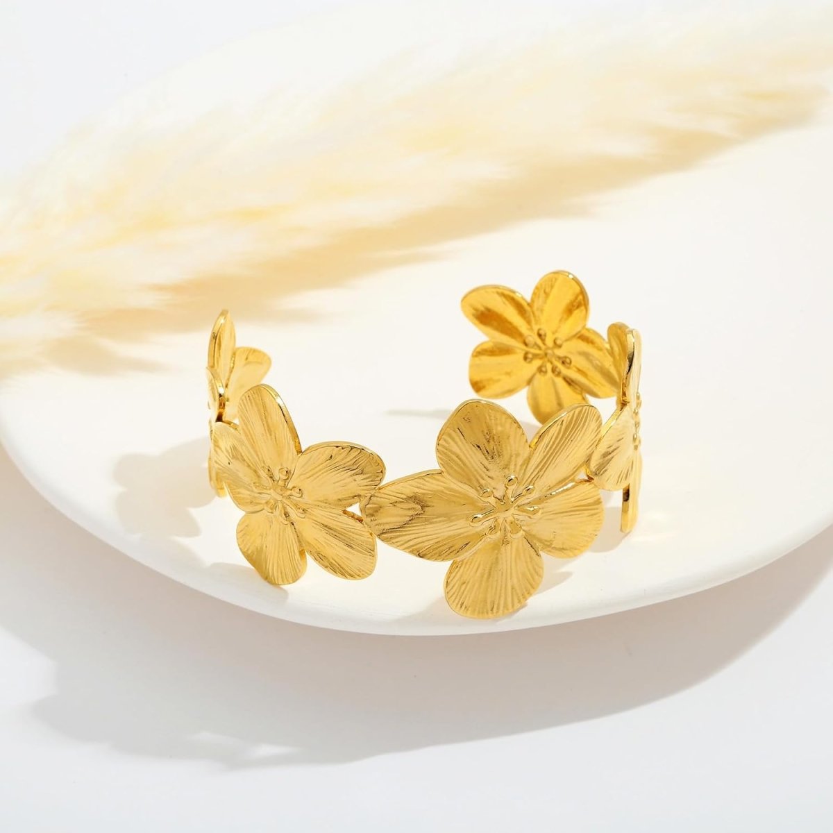 Boho Floral Chunky Wide Open Bracelets