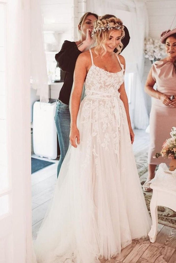 Boho Lace Wedding Dresses A Line Princess