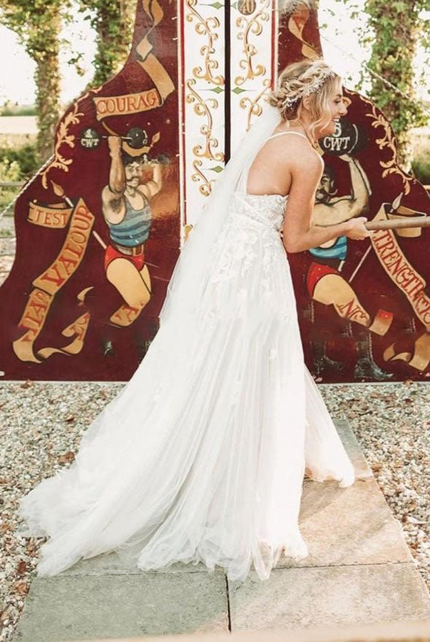 Boho Lace Wedding Dresses A Line Princess