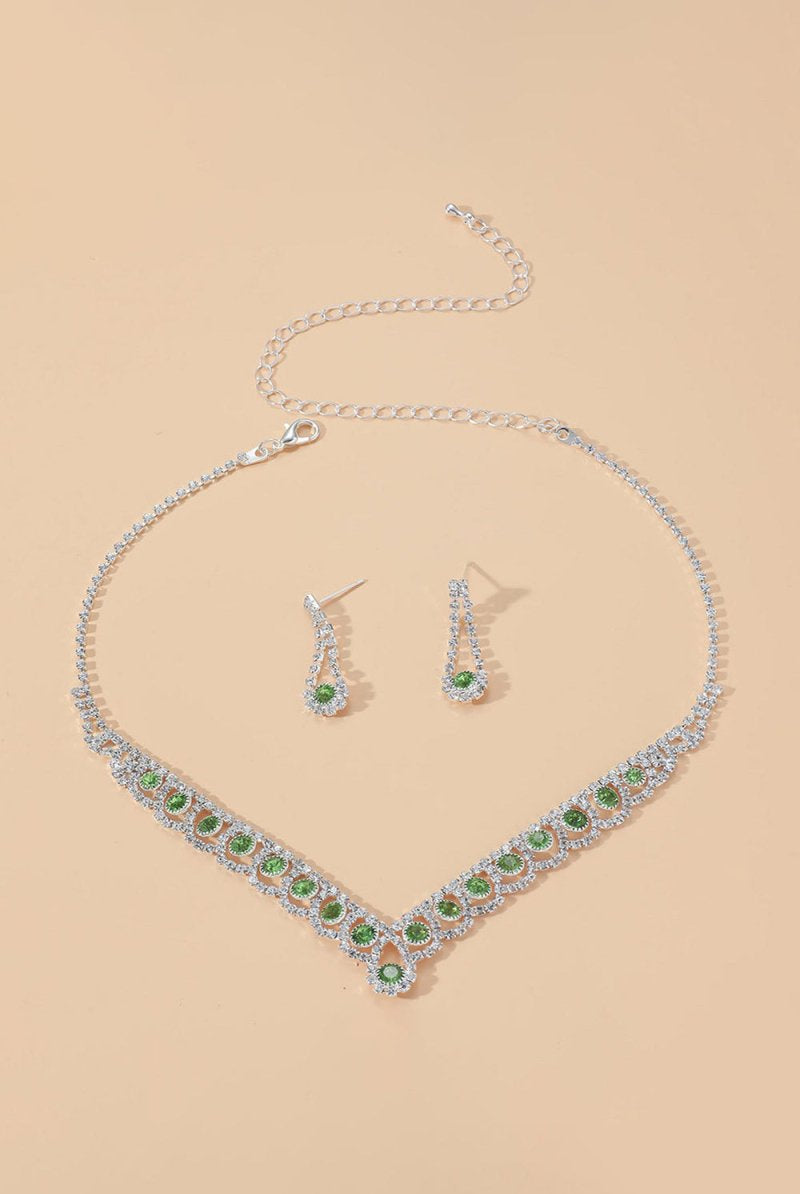 Braided Rhinestone Clavicle Necklace And Earrings Set - KissProm