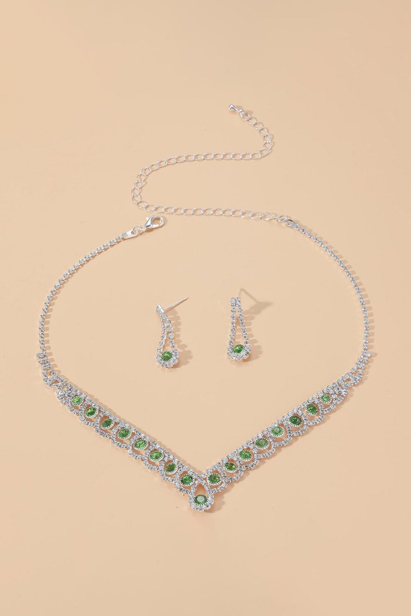 Braided Rhinestone Clavicle Necklace And Earrings Set - KissProm