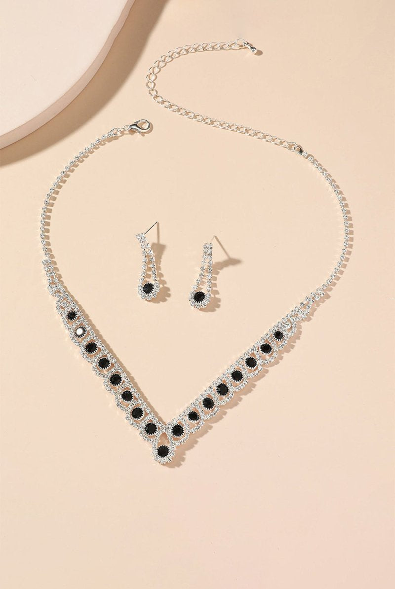 Braided Rhinestone Clavicle Necklace And Earrings Set - KissProm