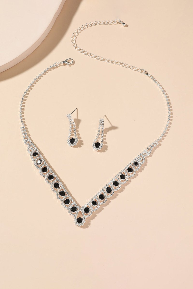 Braided Rhinestone Clavicle Necklace And Earrings Set - KissProm