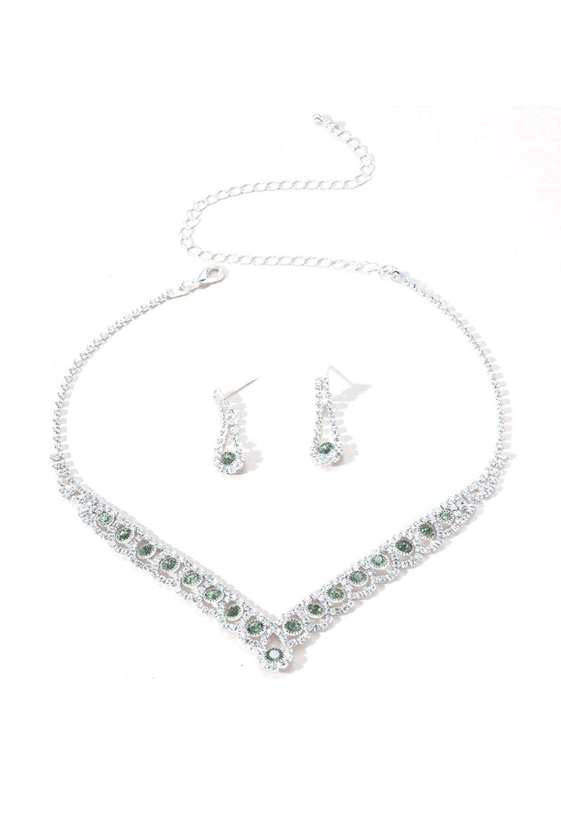 Braided Rhinestone Clavicle Necklace And Earrings Set - KissProm