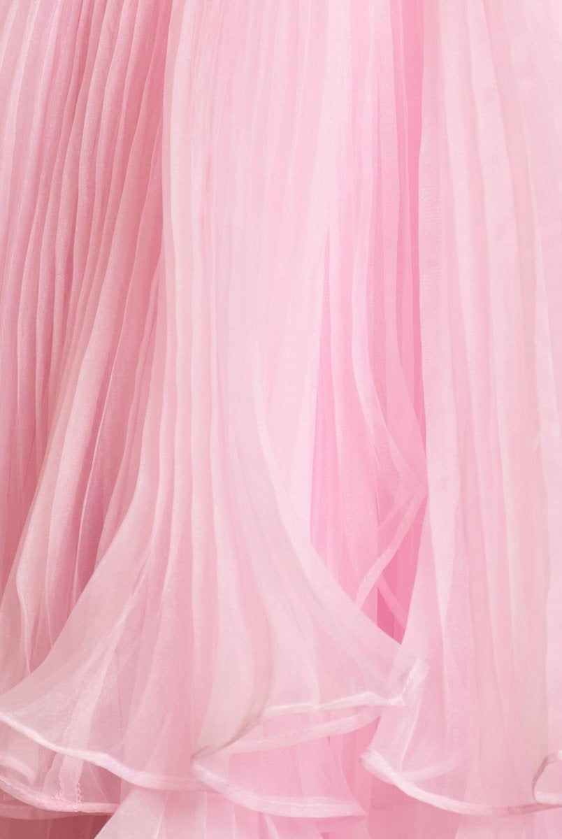 Briena | A - Line Pink Sweetheart Ruffled Short Homecoming Dress - KissProm