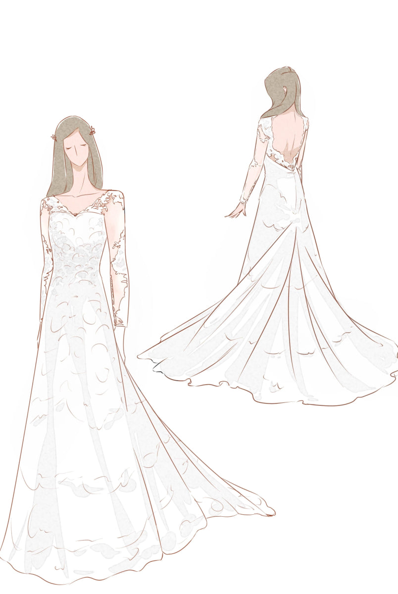 Brilliant Lace Bohemian Deep-V Back Cathedral Train Wedding Dress