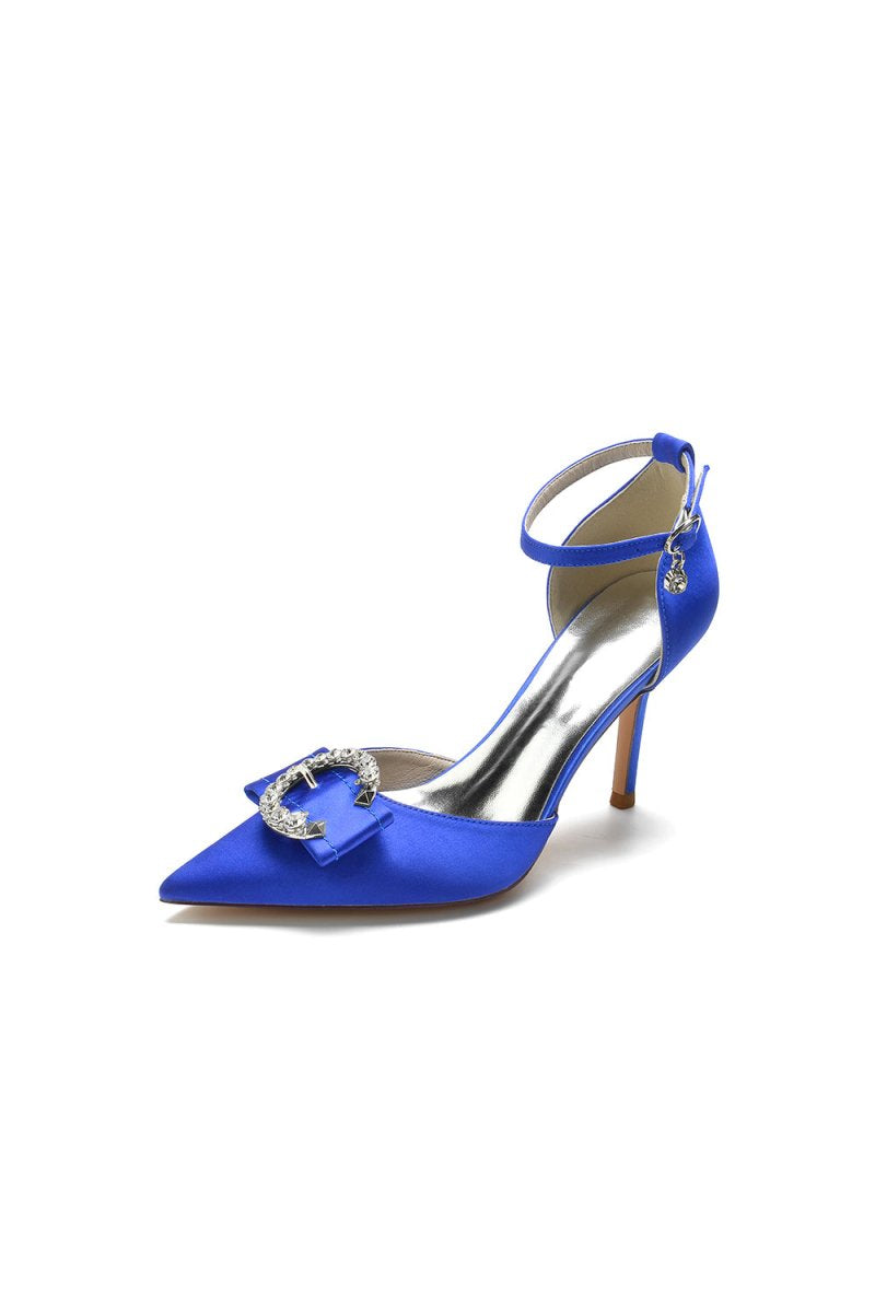 Buckle Strap Pointed Toe High Heels - KissProm