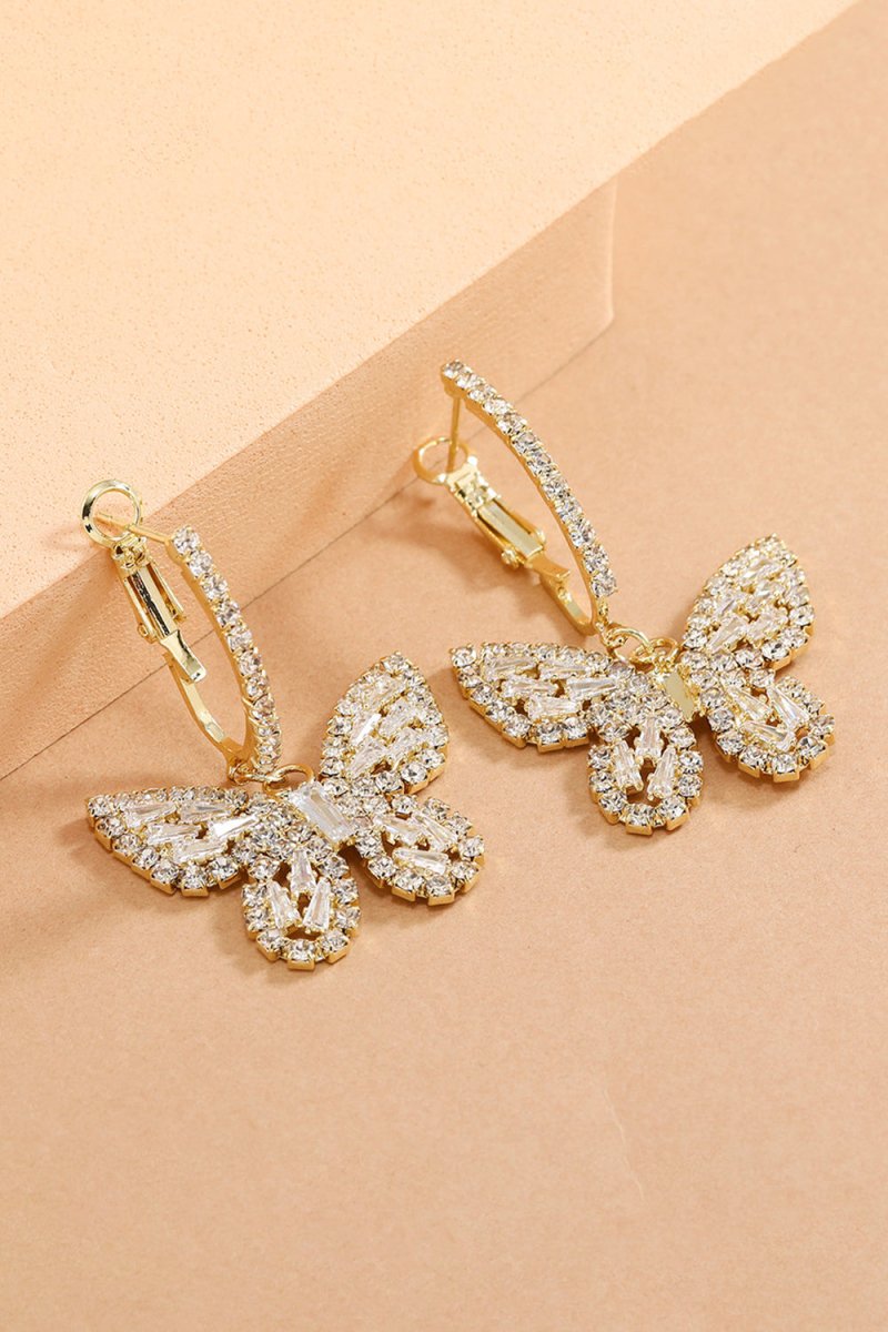 Butterfly Hoop Dangling Earrings