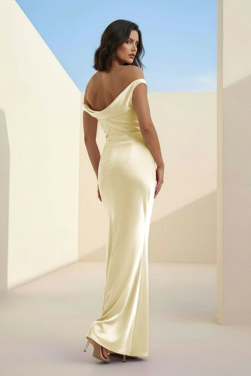 Calira | Fuchsia - One Shoulder Sheath Satin Long Prom Dresses - KissProm