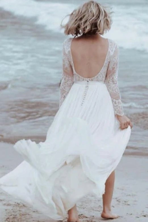 Casual Lace Bateau A Line Tulle Floor-length Wedding Dress with Split Front and Pleats