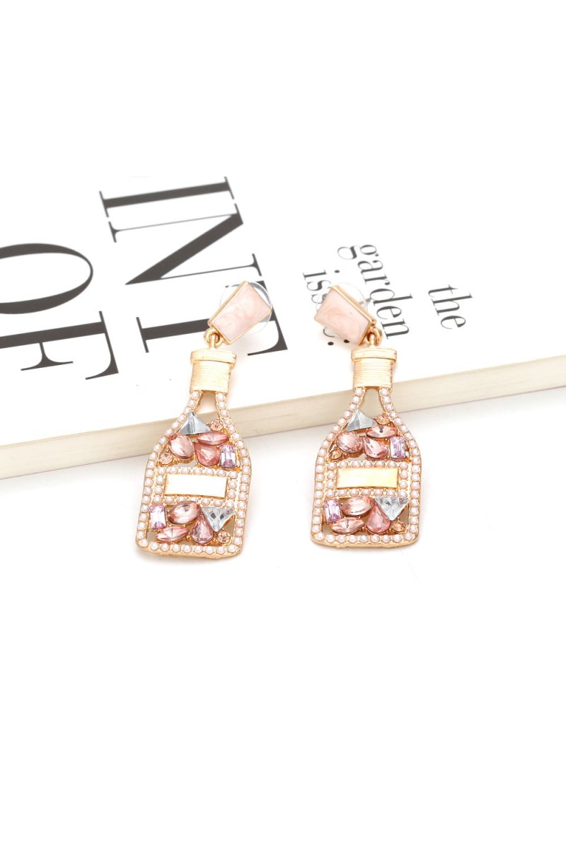 Champagne Bottle Earrings Rhinestone Crystal - KissProm