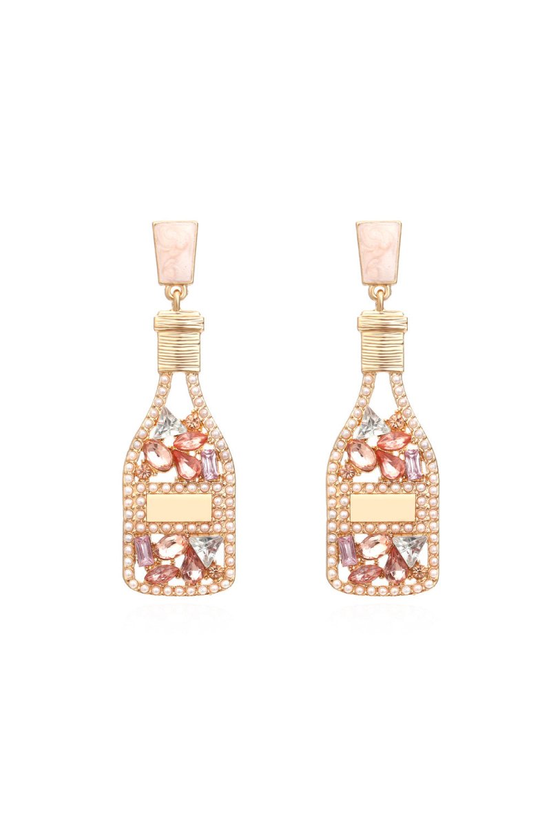 Champagne Bottle Earrings Rhinestone Crystal - KissProm