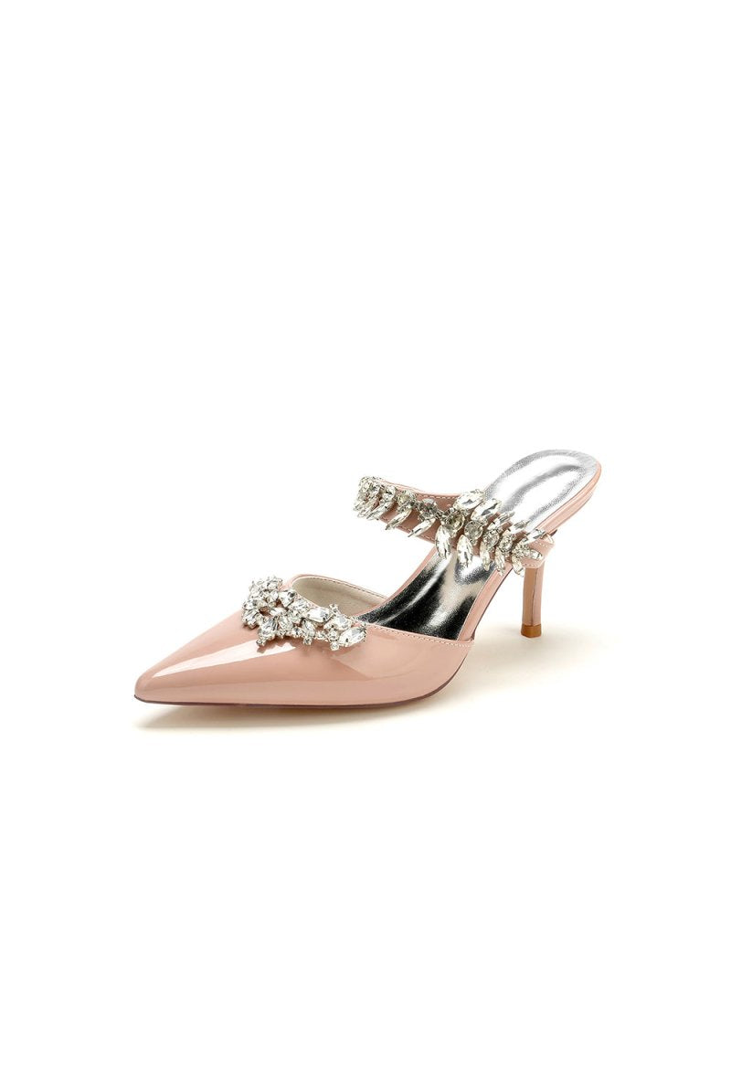 Champagne Pointed Toe Wedding Shoes with Rhinestone - KissProm