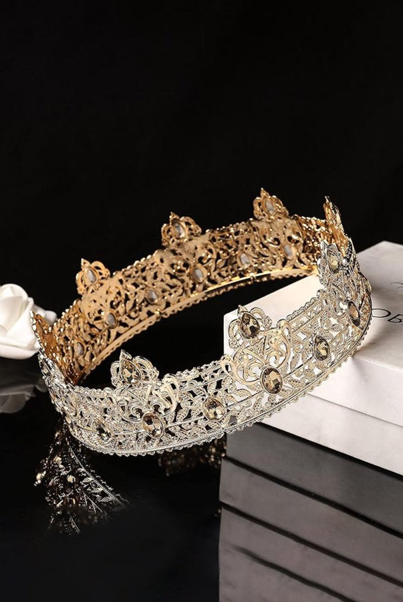 Champagne Rhinestone Birthday Crown for Men - KissProm