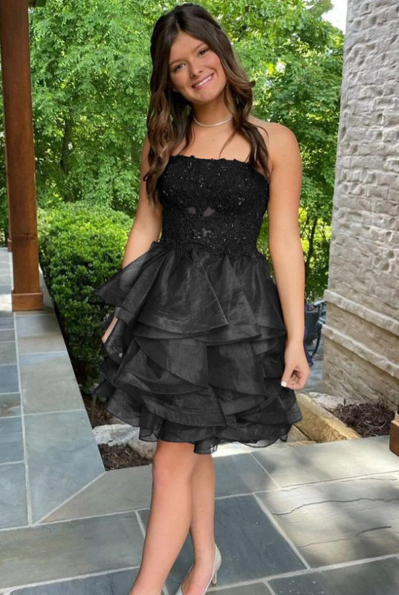 Xandra |A-line Lace Appliques Organza Short Homecoming Dress