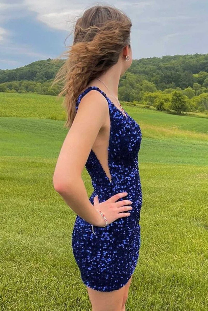 Annora |Bodycon V Neck Sequins Homecoming Dress