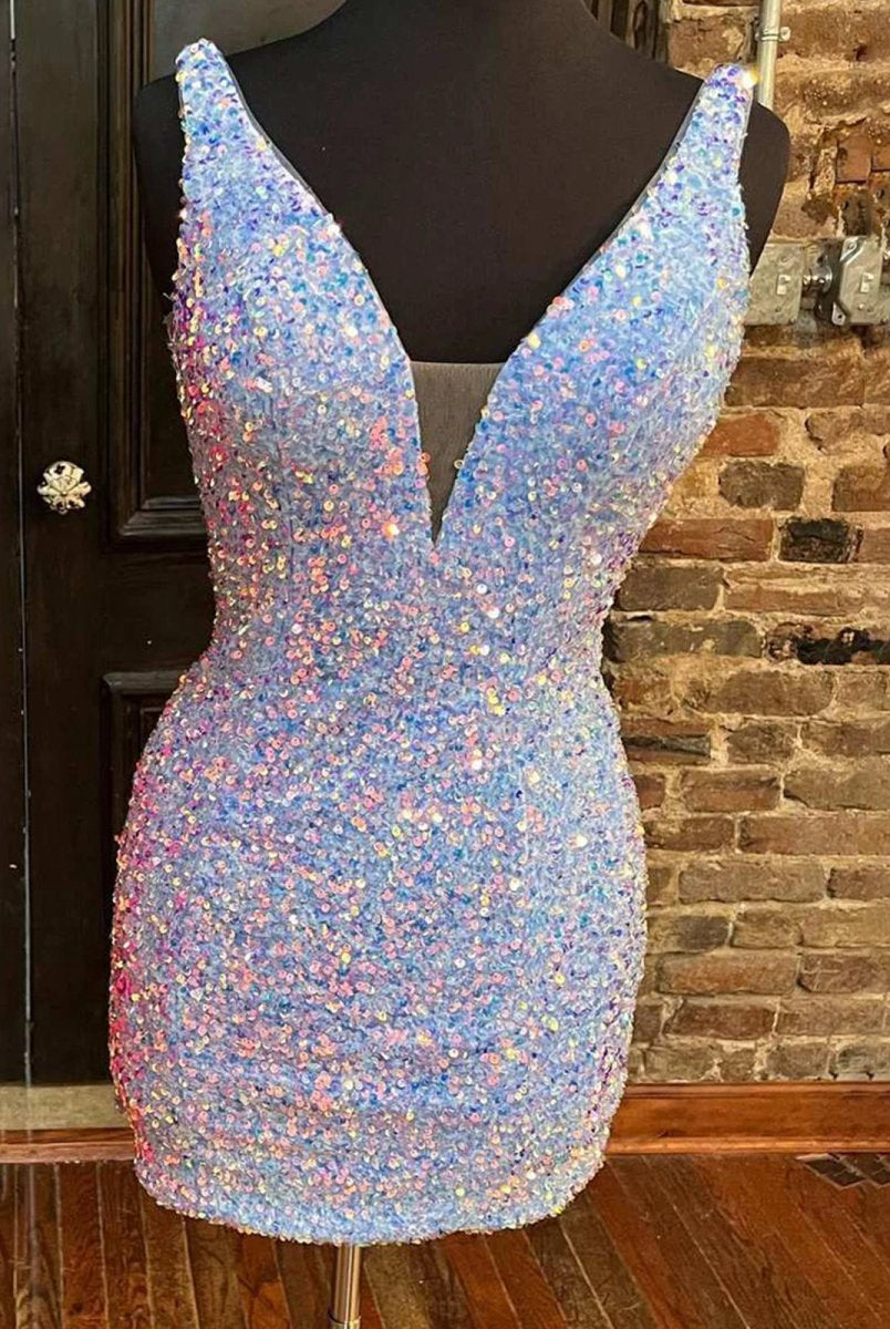 Annora |Bodycon V Neck Sequins Homecoming Dress